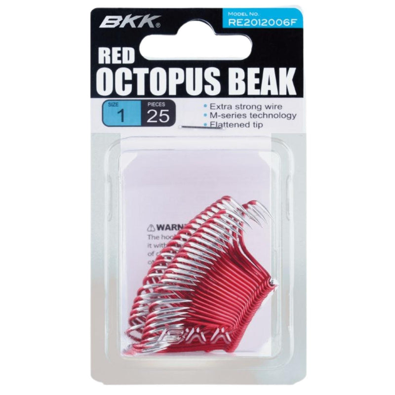 BKK Octopus Beak Hooks Red 25 Pack